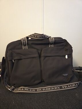 Burberry Black Nylon Messenger Bag with Logo Webbing